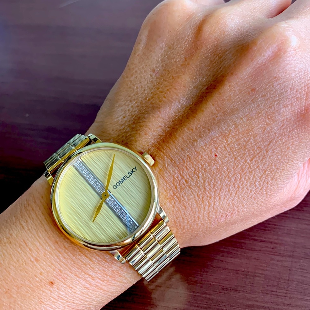 Gomelsky by Shinola diamond gold face watch
